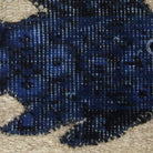 Close-up of the handwoven kilim weave - Indigo Kilim Fish on Oatmeal & Rose - WA-FSH-IND-5050-017 - Arconiz