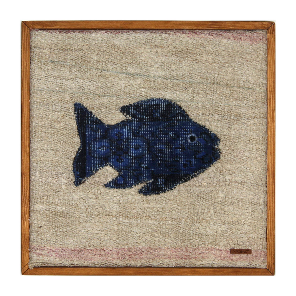 Indigo Kilim Fish woven wall art 20" x 20" - WA-FSH-IND-5050-017 - Arconiz
