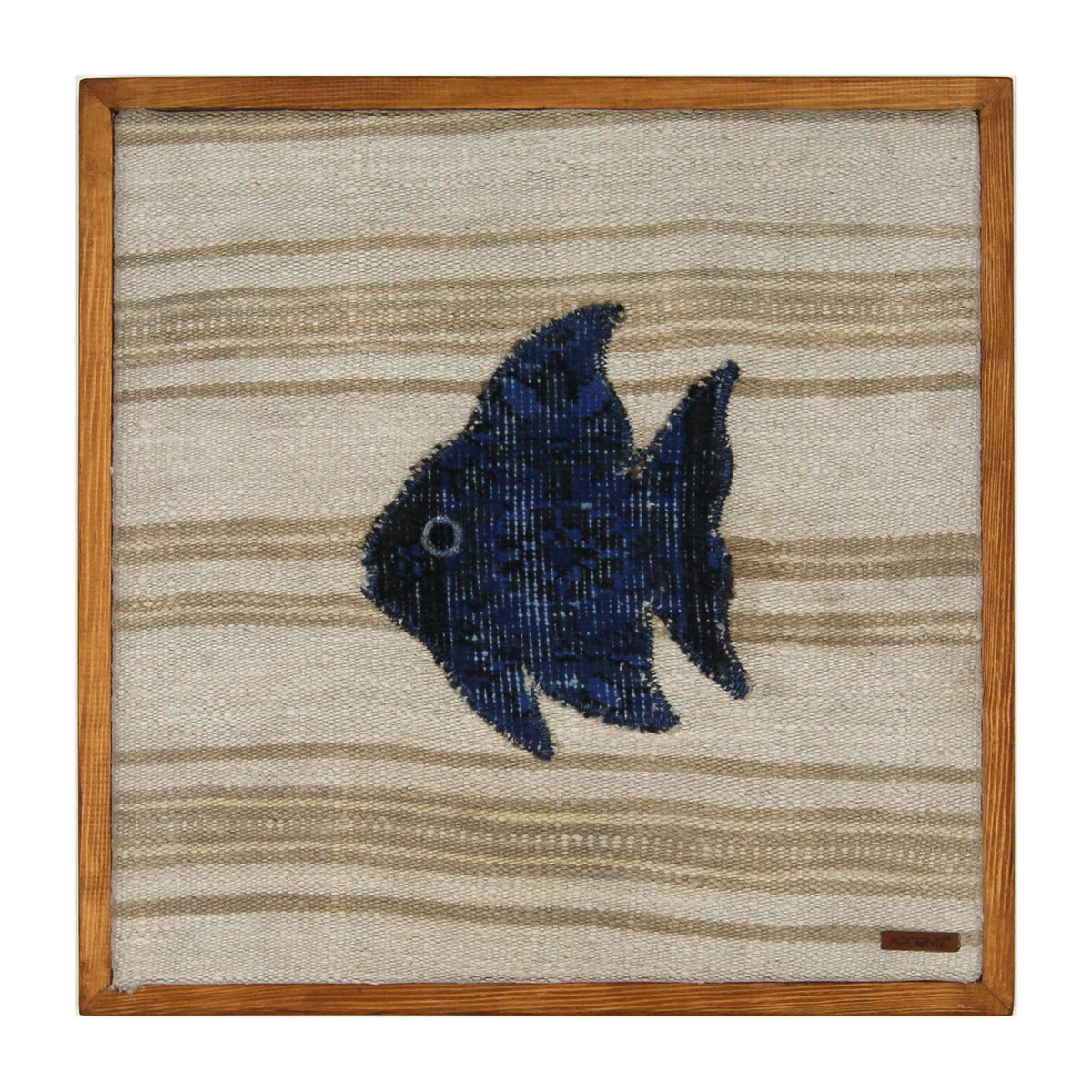 Indigo Kilim Fish woven wall art 20" x 20" - WA-FSH-IND-5050-020 - Arconiz