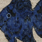 Close-up of the handwoven kilim weave - Indigo Kilim Fish on Warm Oatmeal - WA-FSH-IND-5050-022 - Arconiz