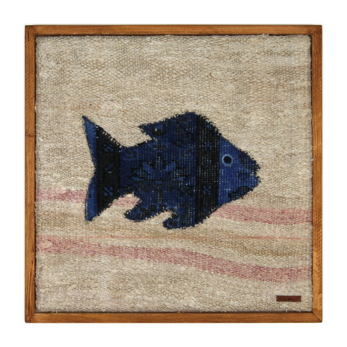 Navy Kilim Fish woven wall art 20" x 20" - WA-FSH-NAV-5050-023 - Arconiz