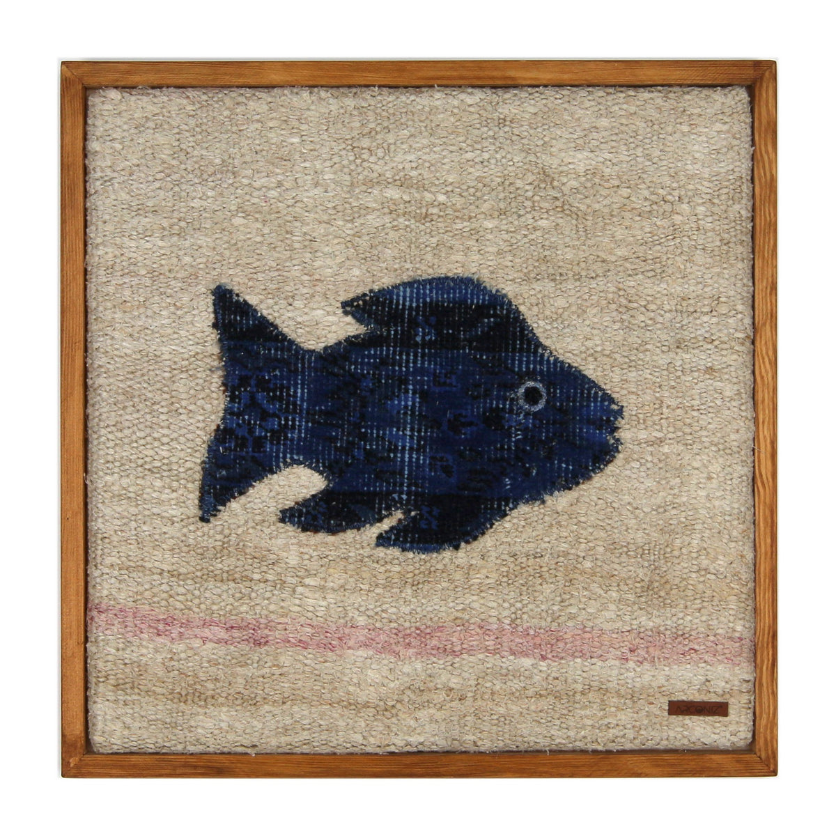 Navy Kilim Fish woven wall art 20" x 20" - WA-FSH-NAV-5050-024 - Arconiz