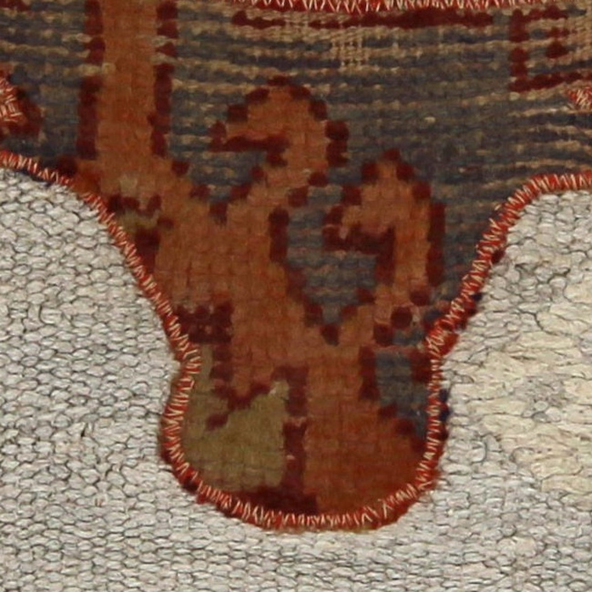 Close-up of the handwoven kilim weave - Rust Kilim Bull on Pale Sage - WA-BUL-RUS-5050-026 - Arconiz