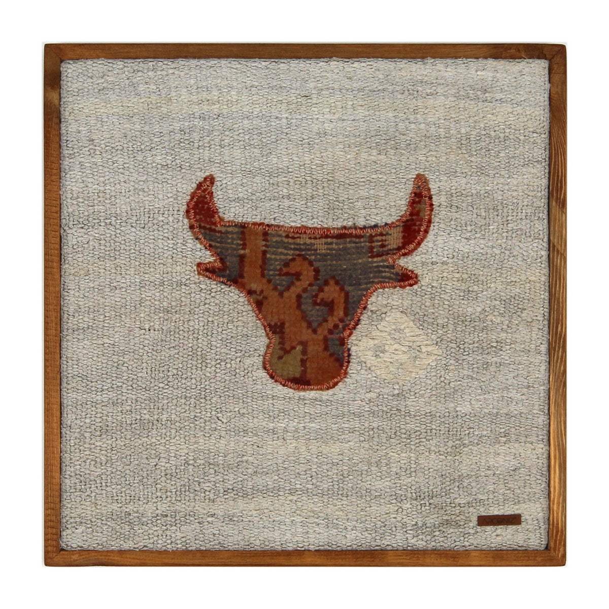 Rust Kilim Bull woven wall art 20" x 20" - WA-BUL-RUS-5050-026 - Arconiz