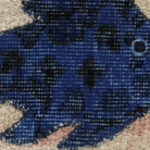 Close-up of the handwoven kilim weave - Cobalt Blue Kilim Fish on Oatmeal & Rose - WA-FSH-COB-5050-027 - Arconiz