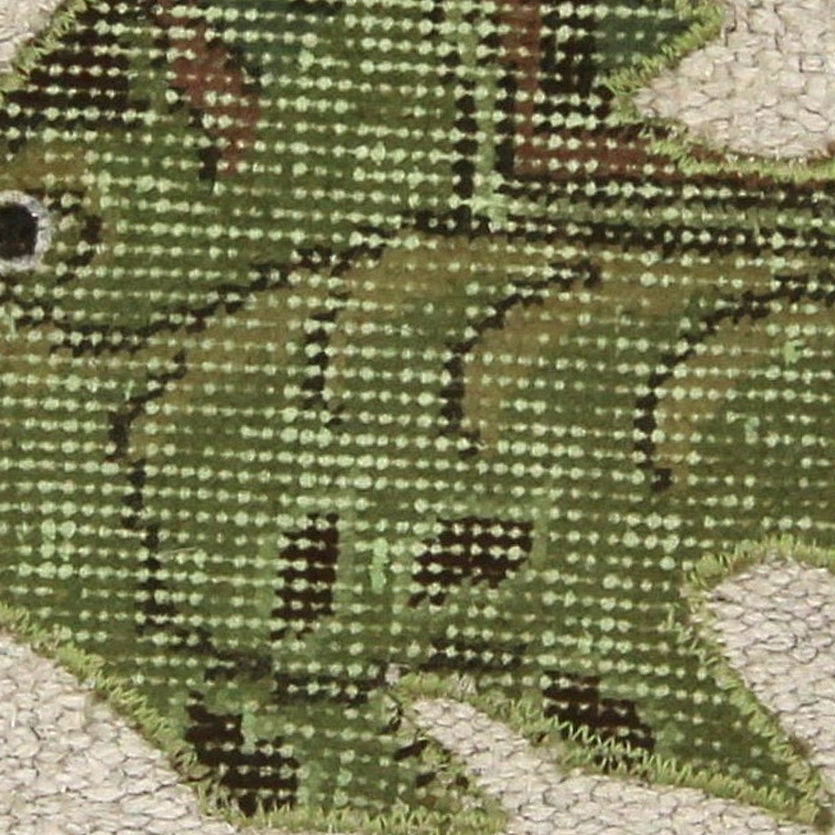 Close-up of the handwoven kilim weave - Olive Green Kilim Fish on Cream - WA-FSH-OLI-5050-028 - Arconiz