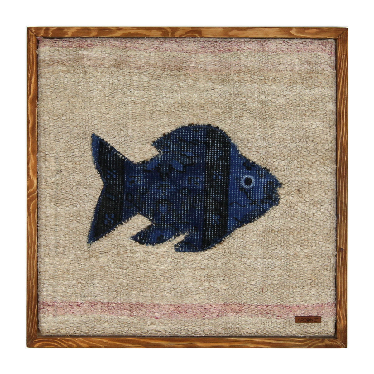 Navy Kilim Fish woven wall art 20" x 20" - WA-FSH-NAV-5050-031 - Arconiz
