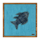 Denim Blue Kilim Fish woven wall art 20" x 20" - WA-FSH-DEN-5050-032 - Arconiz