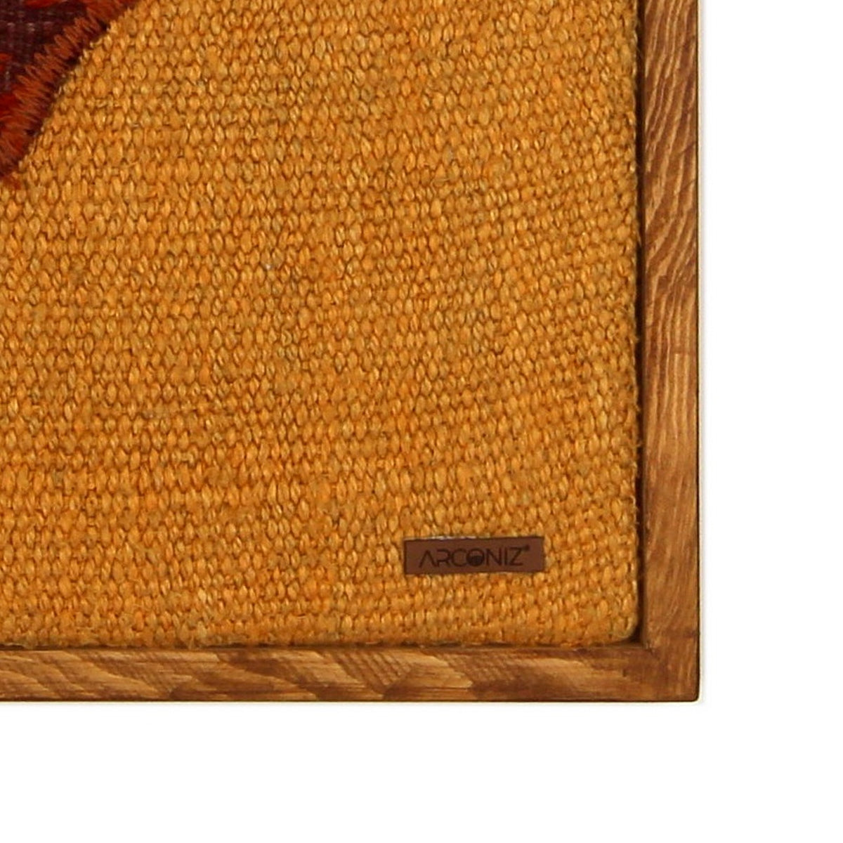 Solid wood frame corner and Arconiz maker's label - WA-FSH-BUR-5050-033