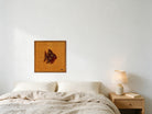 Burgundy & Cream Kilim Fish on Marigold Orange woven wall art in a second styled room setting, for scale - WA-FSH-BUR-5050-033