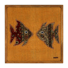 Red & Olive Kilim Fish woven wall art 20" x 20" - WA-FSP-RED-5050-034 - Arconiz