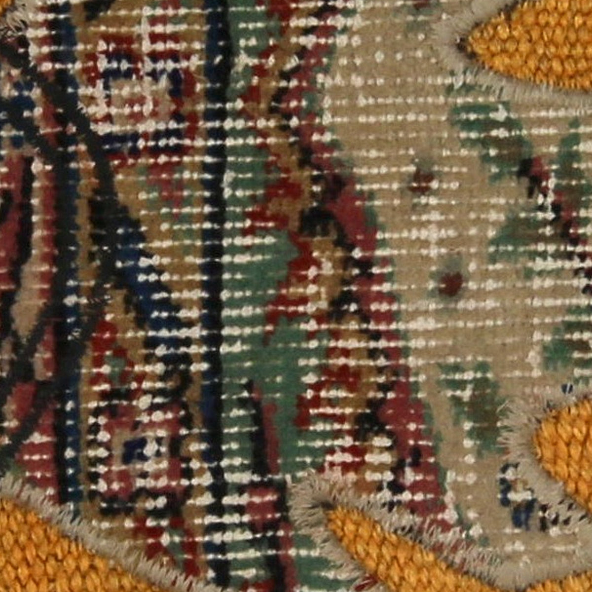 Close-up of the handwoven kilim weave - Multicolor Kilim Fish on Marigold Orange - WA-FSH-MUL-5050-035 - Arconiz
