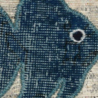 Close-up of the handwoven kilim weave - Teal Kilim Fish on Cream & Blush Stripe - WA-FSH-TEA-5050-037 - Arconiz