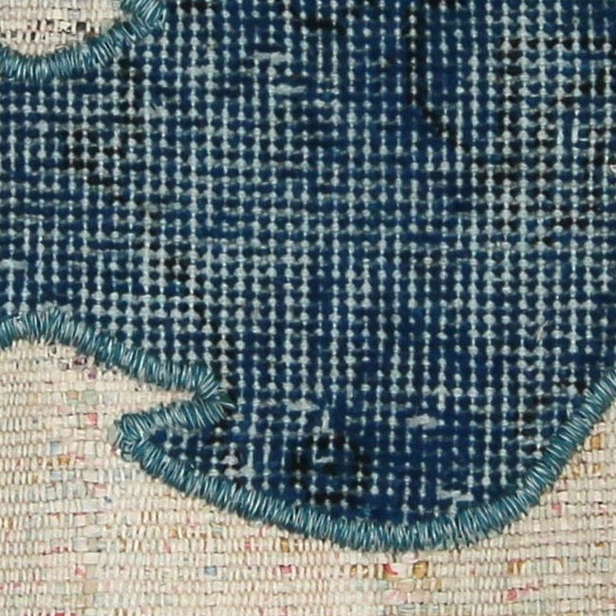 Close-up of the handwoven kilim weave - Teal Kilim Fish on Cream & Blush Stripe - WA-FSH-TEA-5050-039 - Arconiz