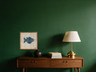 Teal Kilim Fish on Cream & Blush Stripe woven wall art in a second styled room setting, for scale - WA-FSH-TEA-5050-039