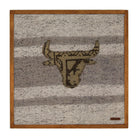 Olive & Charcoal Kilim Bull woven wall art 20" x 20" - WA-BUL-OLI-5050-042 - Arconiz