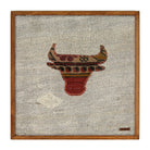 Tan & Red Kilim Bull woven wall art 20" x 20" - WA-BUL-TAN-5050-043 - Arconiz