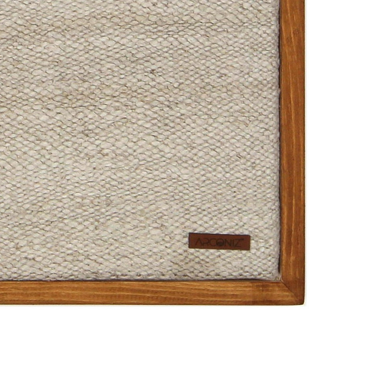 Solid wood frame corner and Arconiz maker's label - WA-BUL-RED-5050-044