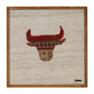 Red & Tan Kilim Bull woven wall art 20" x 20" - WA-BUL-RED-5050-044 - Arconiz