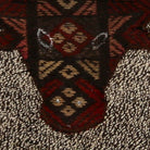 Close-up of the handwoven kilim weave - Deep Burgundy Kilim Bull on Charcoal Fleck - WA-BUL-DEE-5050-047 - Arconiz