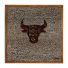 Deep Burgundy Kilim Bull woven wall art 20" x 20" - WA-BUL-DEE-5050-047 - Arconiz