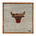 Tan & Red Kilim Bull woven wall art 20" x 20" - WA-BUL-TAN-5050-048 - Arconiz