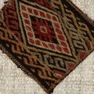 Close-up of the handwoven kilim weave - Red, Gold & Black Kilim Medallion on Cream - WA-MED-RED-5050-050 - Arconiz