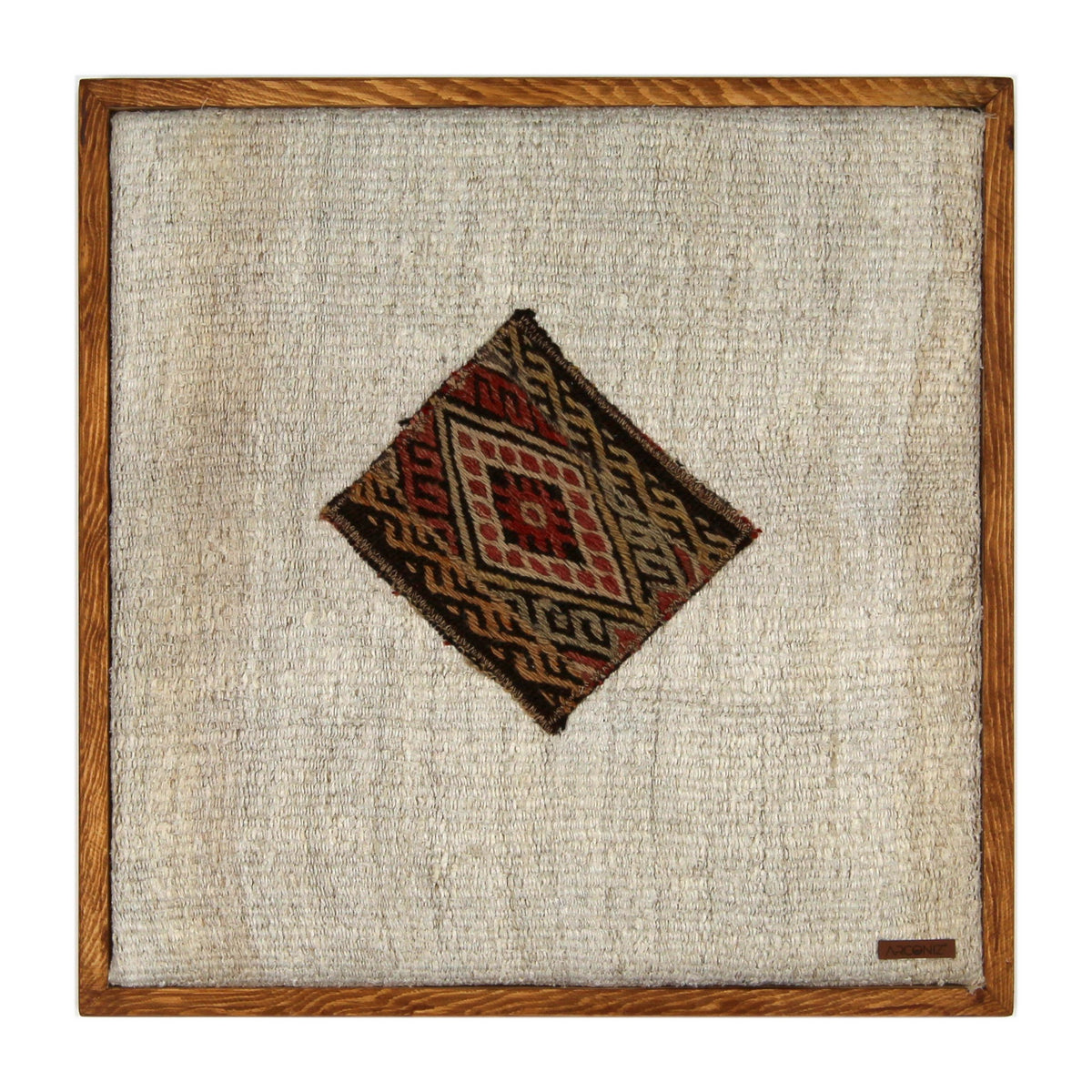 Red, Gold & Black Kilim Medallion woven wall art 20" x 20" - WA-MED-RED-5050-050 - Arconiz