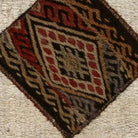 Close-up of the handwoven kilim weave - Red, Gold & Black Kilim Medallion on Cream - WA-MED-RED-5050-051 - Arconiz