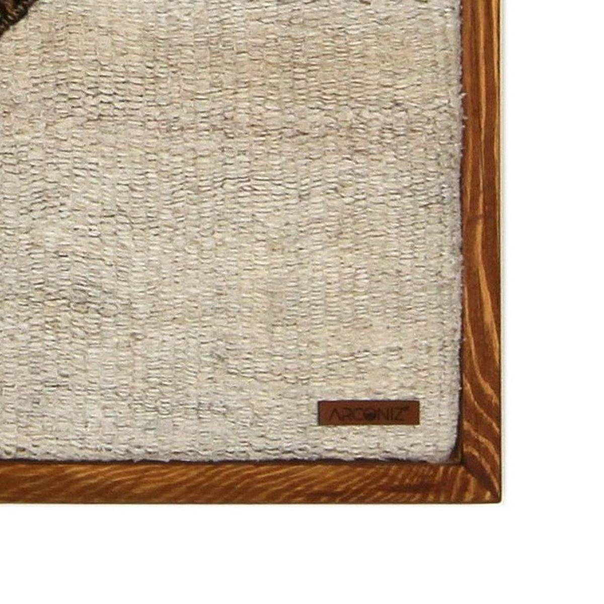 Solid wood frame corner and Arconiz maker's label - WA-MED-RED-5050-051