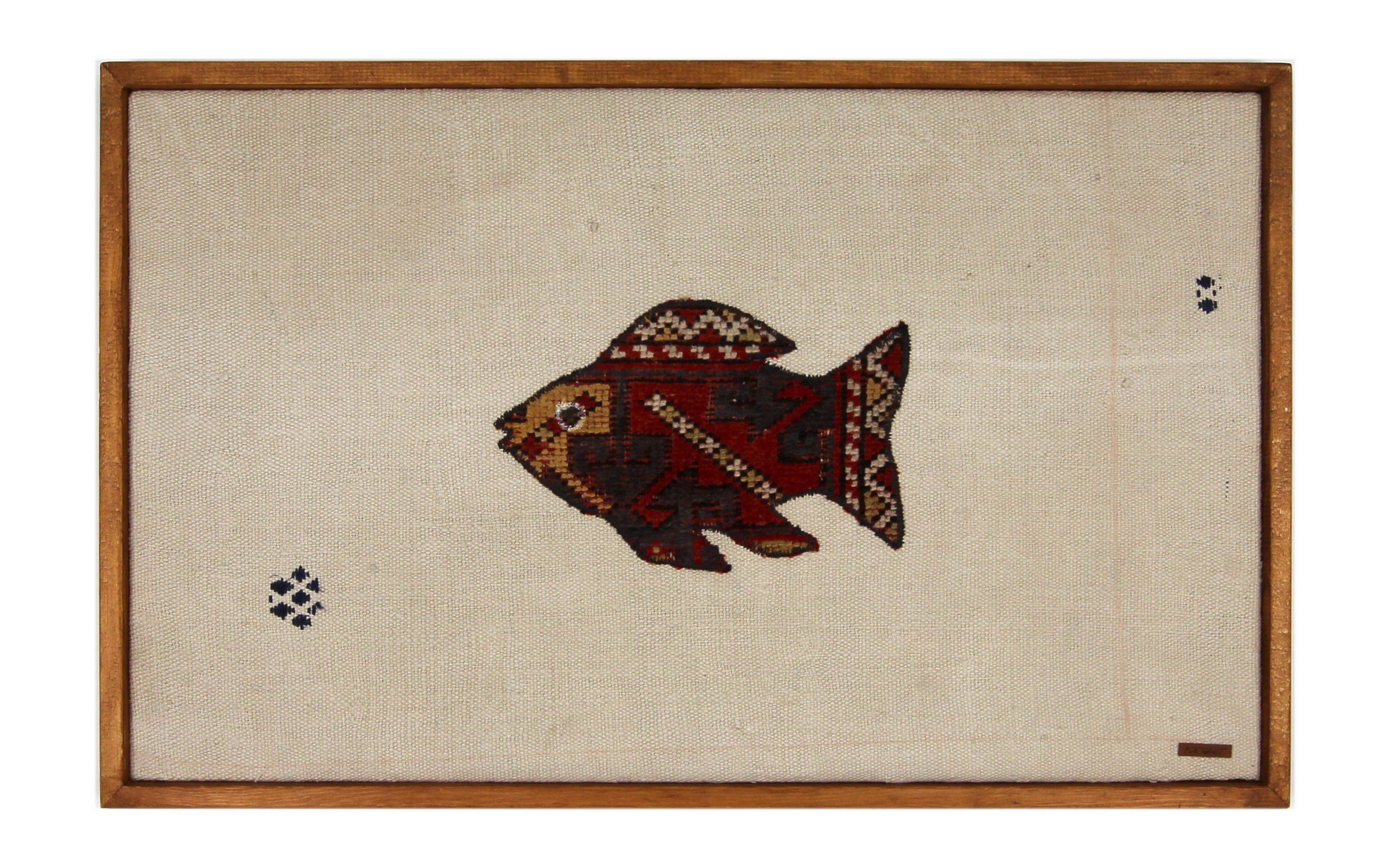 Red & Ochre Kilim Fish woven wall art 35" x 22" - WA-FSH-RED-8855-053 - Arconiz