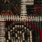 Close-up of the handwoven kilim weave - Red, Black & Teal Kilim Patchwork on Multicolor - WA-PCH-RED-8855-054 - Arconiz