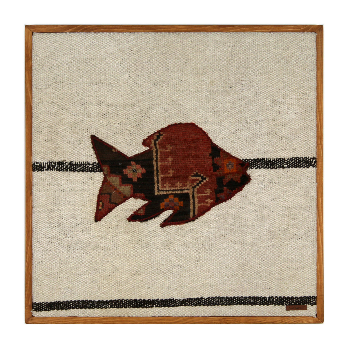Deep Red Kilim Fish woven wall art 24" x 24" - WA-FSH-DEE-6060-057 - Arconiz