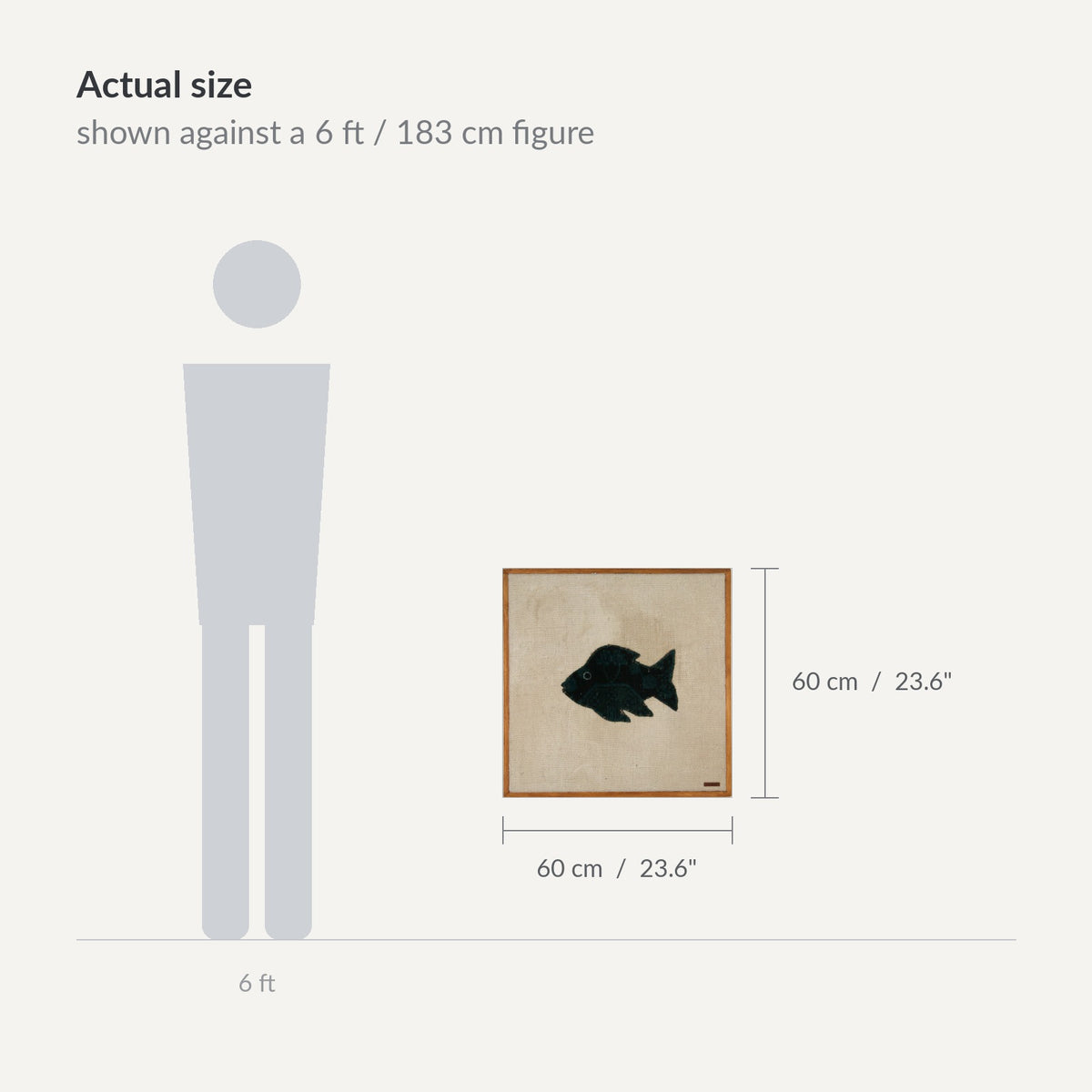 Size guide: 24" x 24" shown against a 6 ft / 183 cm figure - WA-FSH-NEA-6060-058