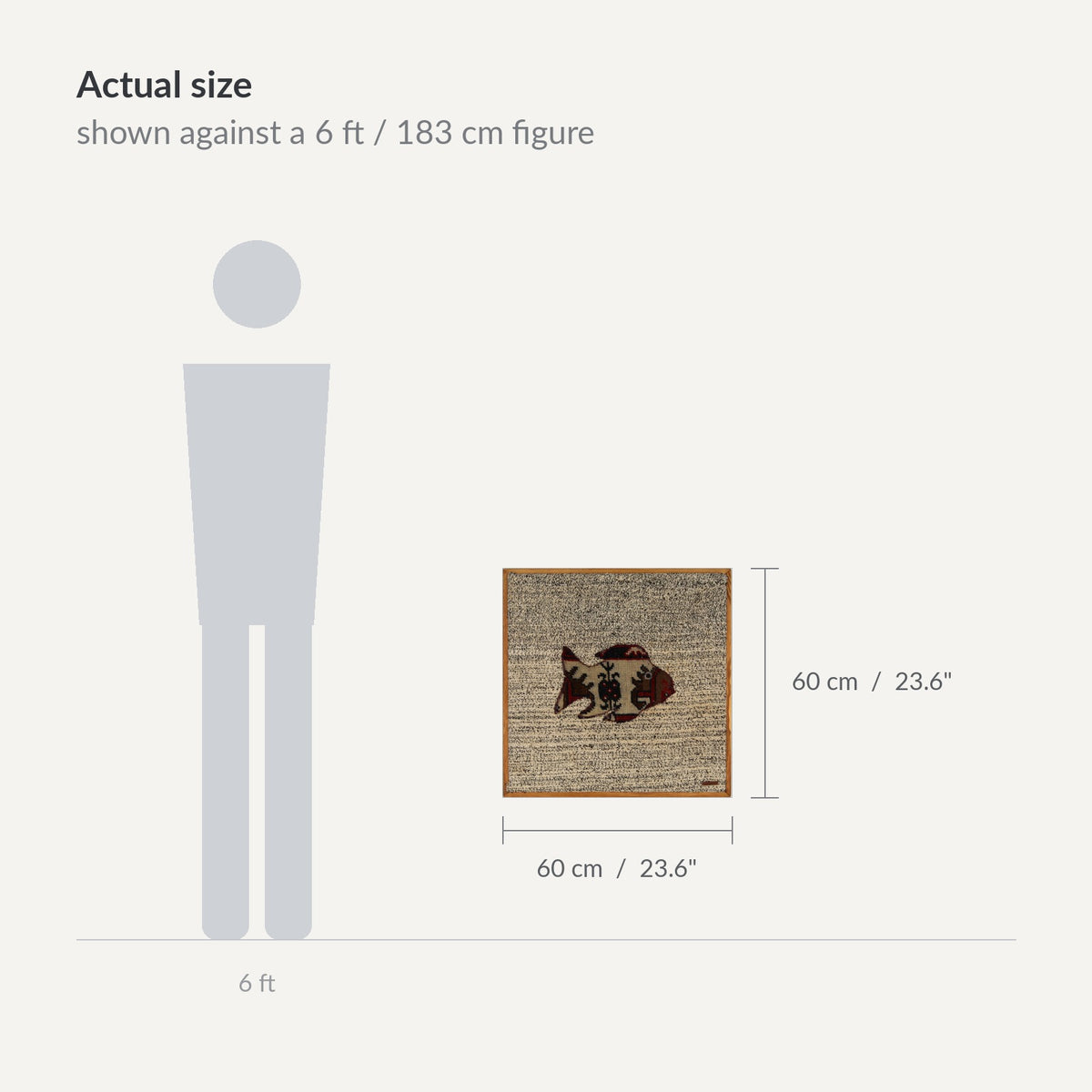 Size guide: 24" x 24" shown against a 6 ft / 183 cm figure - WA-FSH-CRE-6060-059