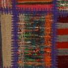 Close-up of the handwoven kilim weave - Violet, Red & Teal Kilim Patchwork on Jewel Multicolor - WA-PCH-VIO-6595-061 - Arconiz