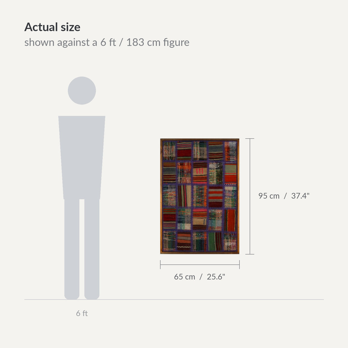 Size guide: 26" x 37" shown against a 6 ft / 183 cm figure - WA-PCH-VIO-6595-061