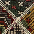 Close-up of the handwoven kilim weave - Rust & Black Kilim Patchwork on Warm Cream - WA-PCH-RUS-6595-062 - Arconiz