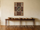 Rust & Black Kilim Patchwork on Warm Cream woven wall art in a second styled room setting, for scale - WA-PCH-RUS-6595-062