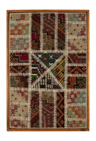 Rust & Black Kilim Patchwork woven wall art 26" x 37" - WA-PCH-RUS-6595-062 - Arconiz