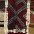 Close-up of the handwoven kilim weave - Cream & Black Kilim Patchwork on Warm Rust - WA-PCH-CRE-6595-064 - Arconiz