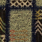 Close-up of the handwoven kilim weave - Navy & Tan Kilim Patchwork on Muted Brown - WA-PCH-NAV-6595-065 - Arconiz