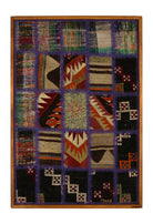 Violet & Cream Kilim Patchwork woven wall art 26" x 37" - WA-PCH-VIO-6595-066 - Arconiz