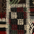 Close-up of the handwoven kilim weave - Gold & Ivory Kilim Patchwork on Red & Black - WA-PCH-GOL-6595-067 - Arconiz