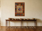 Kilim Fish Patchwork on Camel & Orange woven wall art in a second styled room setting, for scale - WA-PFH-RED-6595-068