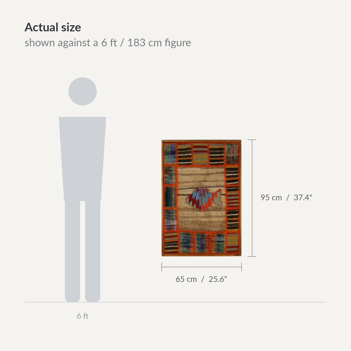 Size guide: 26" x 37" shown against a 6 ft / 183 cm figure - WA-PFH-RED-6595-068