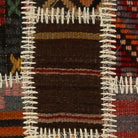 Close-up of the handwoven kilim weave - Teal & Ivory Kilim Patchwork on Red & Black - WA-PCH-TEA-6595-069 - Arconiz