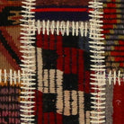 Close-up of the handwoven kilim weave - Cream Kilim Patchwork on Deep Red & Black - WA-PCH-CRE-6595-070 - Arconiz