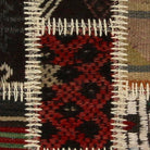 Close-up of the handwoven kilim weave - Red, Navy & Ochre Kilim Patchwork on Multicolor - WA-PCH-RED-6696-075 - Arconiz