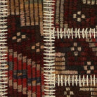 Close-up of the handwoven kilim weave - Burgundy & Charcoal Kilim Patchwork on Dark Multicolor - WA-PCH-BUR-70100-078 - Arconiz